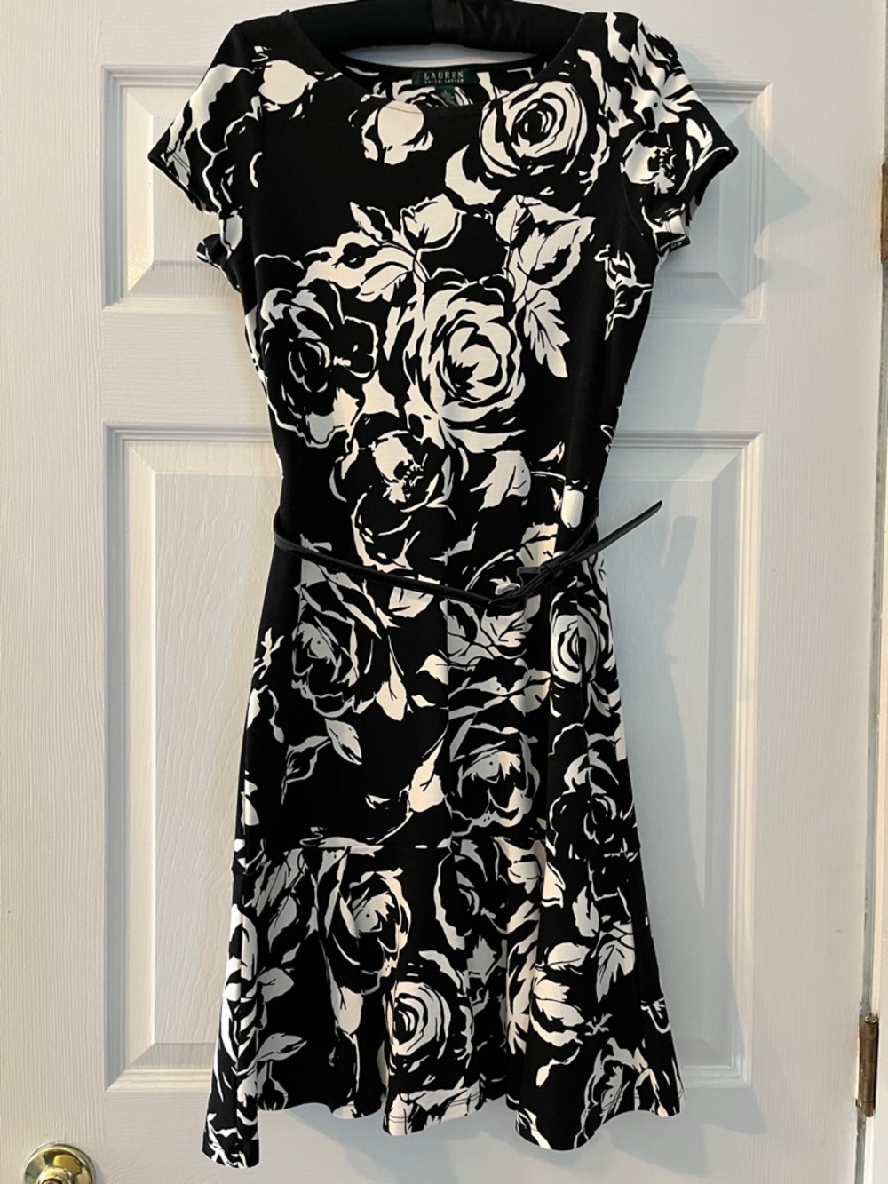 Lauren Ralph Lauren Black and White Floral Dress - Small